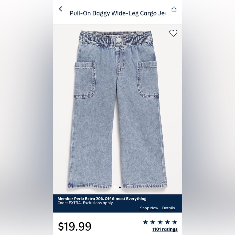 Old Navy Wide Leg Pull-on Cargo Jeans